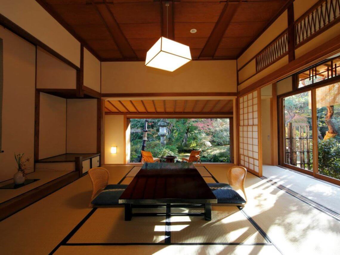 Traditional Japanese-style room at the luxurious Asaba Ryokan in Shuzenji Onsen, Japan