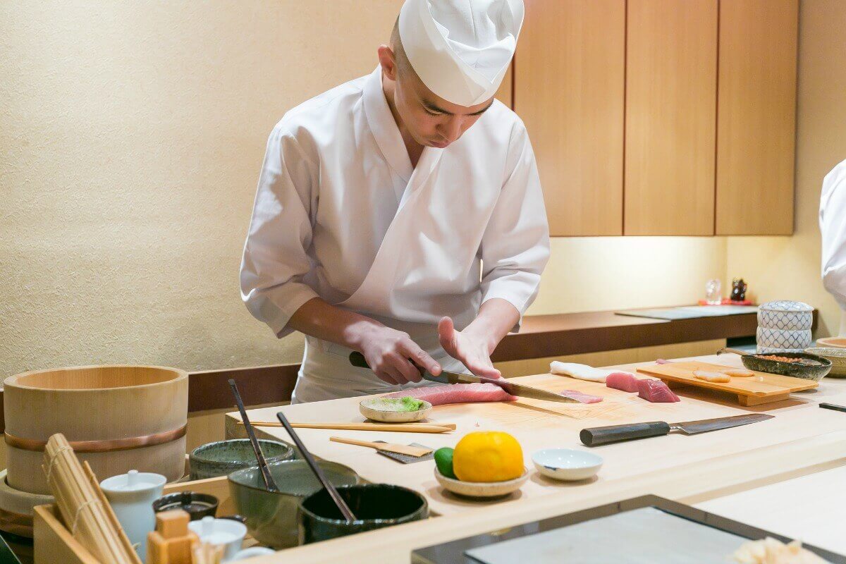 Chef at Sushi Iwa in Tokyo, Japan