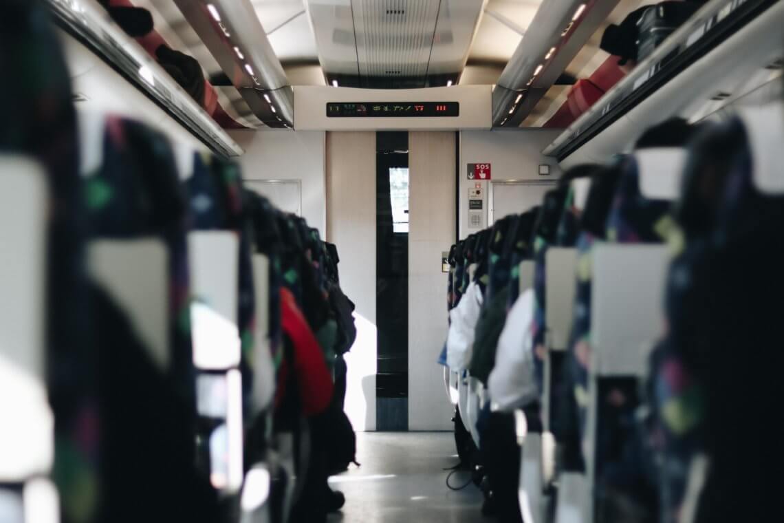 Inside a passenger train in Japan