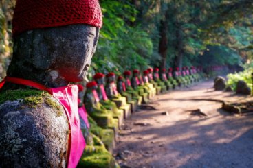 Jizo statues at Kanmangafuchi Abyss in Nikko Japan