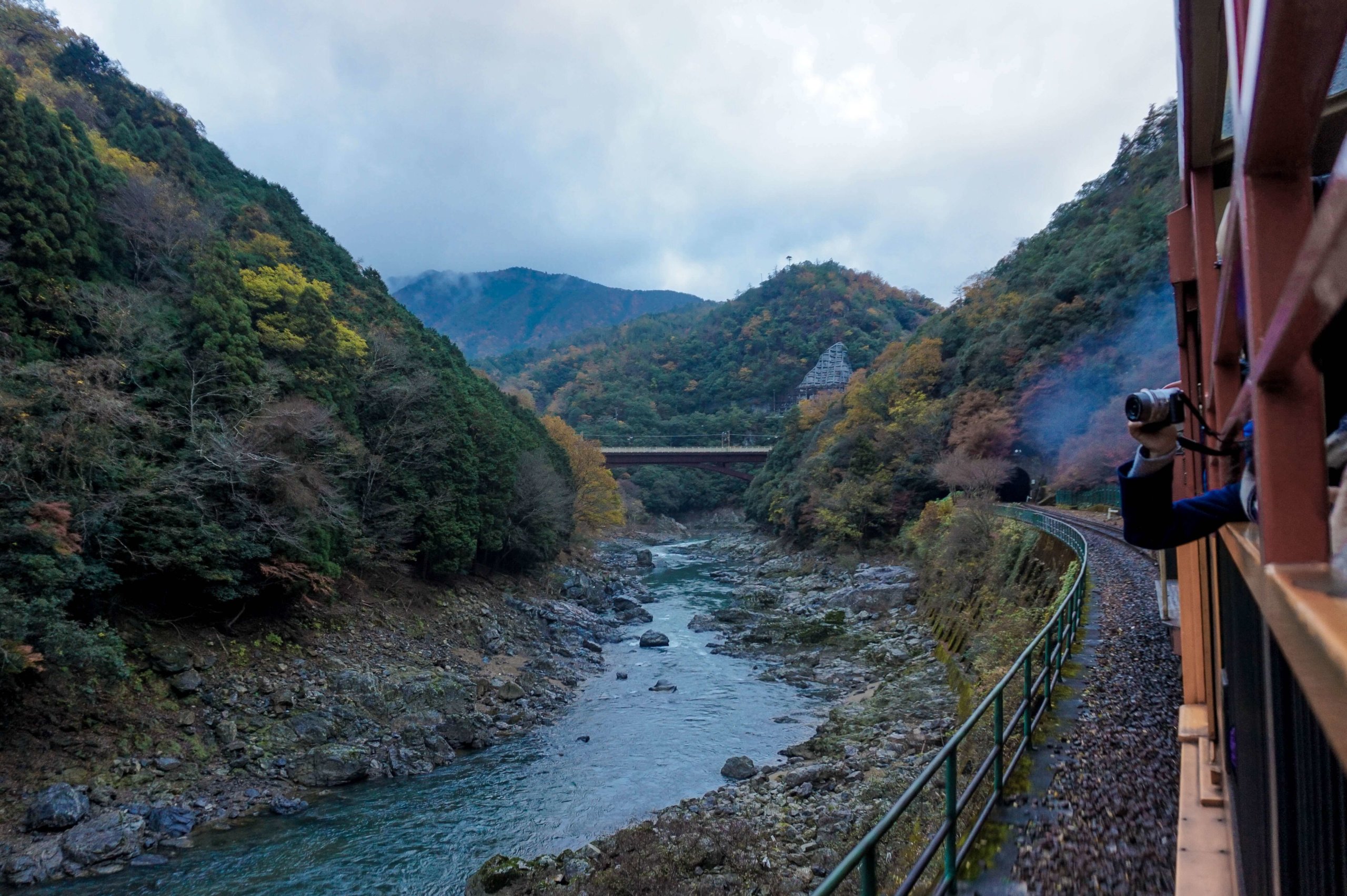 Scenic train in Saga Arashiyama Kyoto Japan