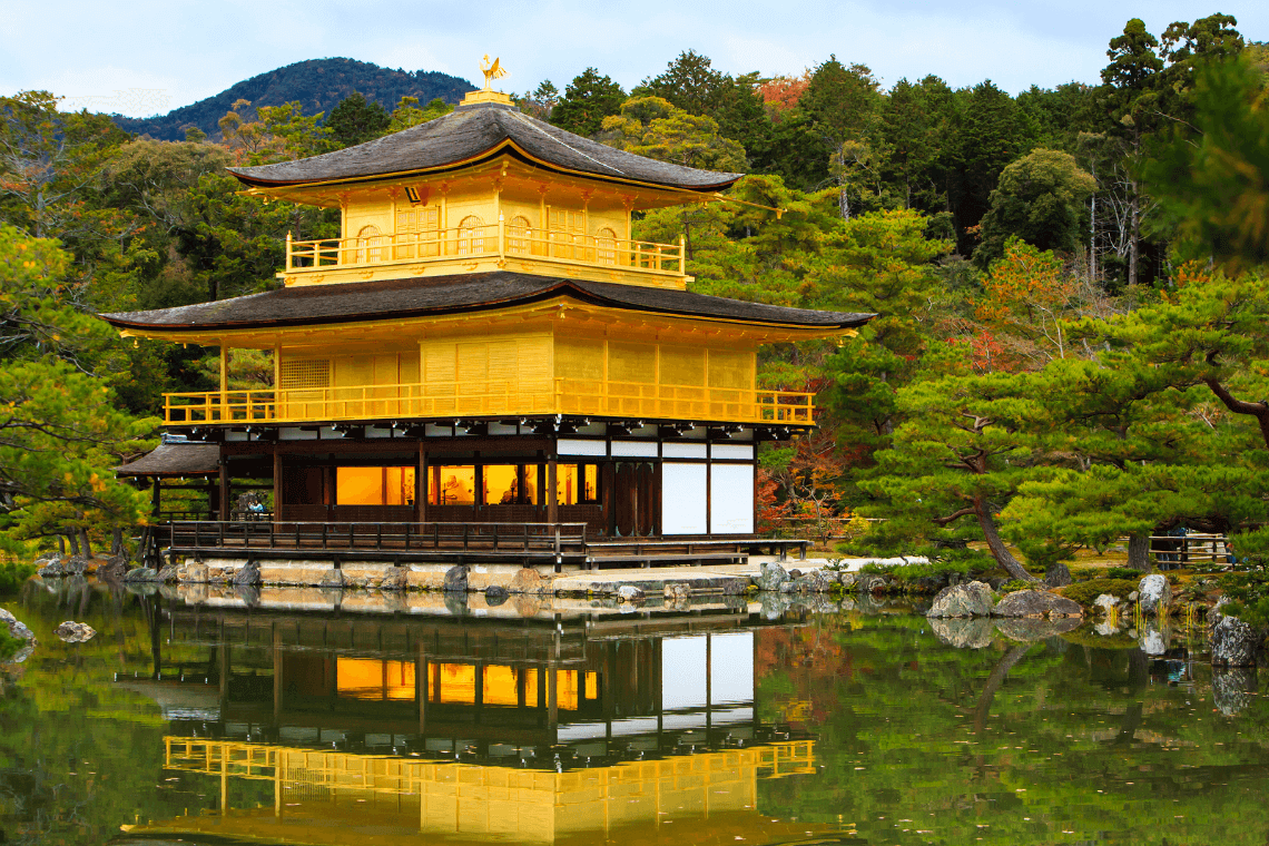 Kinkaku-ji, the Golden Pavilion, one of the most renowned Kyoto temples