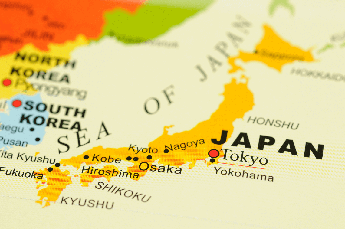 Map Japan angle