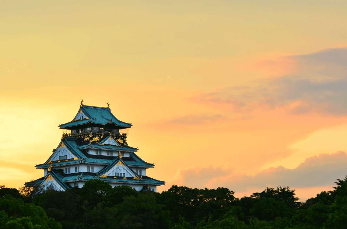 Sunset Osaka Castle Japan
