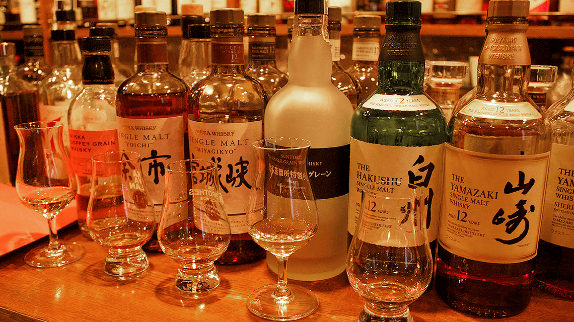 Whisky tasting at a whisky bar in Tokyo, Japan